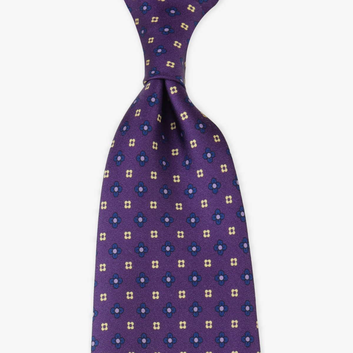 Serà Fine Silk purple silk tie with blue and yellow floral pattern