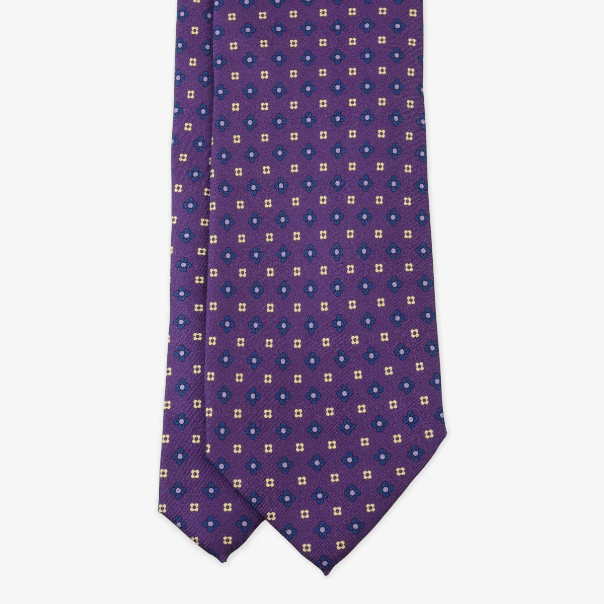 Serà Fine Silk purple silk tie with blue and yellow floral pattern