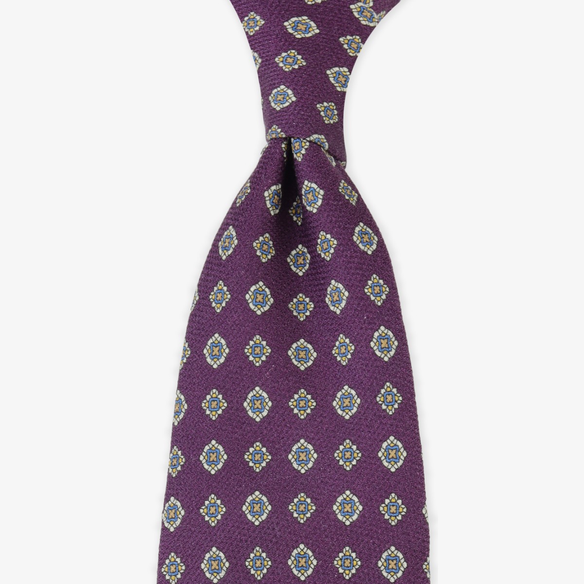 Serà Fine Silk purple textured silk tie with medallion pattern