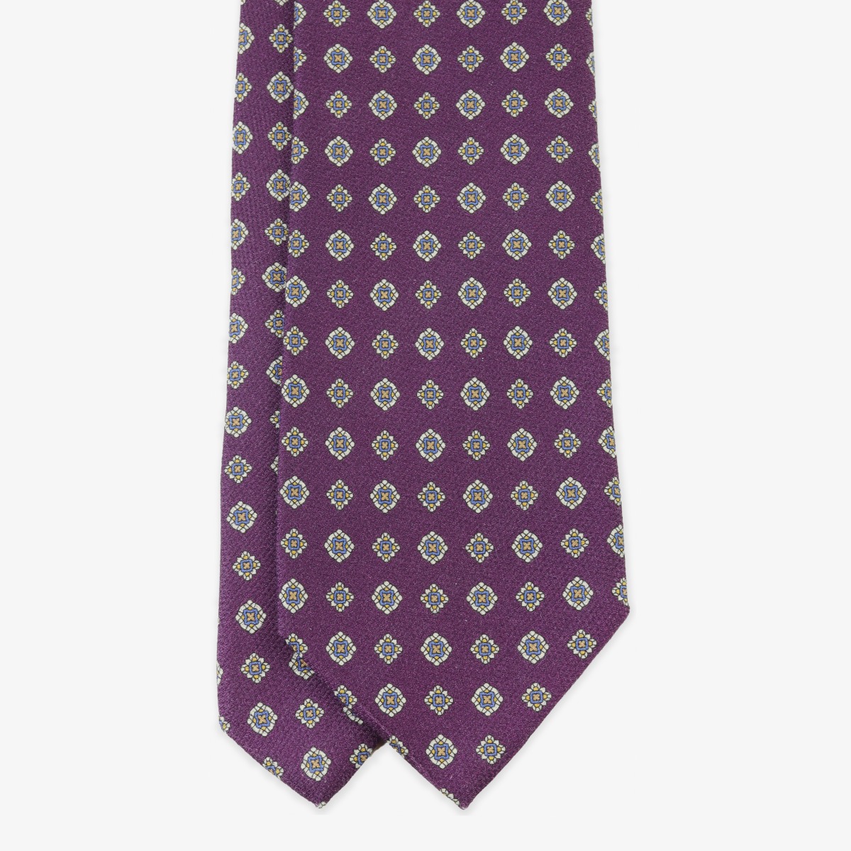 Serà Fine Silk purple textured silk tie with medallion pattern