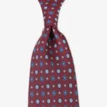 Serà Fine Silk burgundy silk tie with blue circle pattern