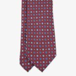 Serà Fine Silk burgundy silk tie with blue circle pattern