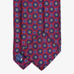 Serà Fine Silk red silk tie with blue flowers