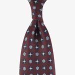 Shibumi Firenze 50oz burgundy silk tie with blue floral pattern II