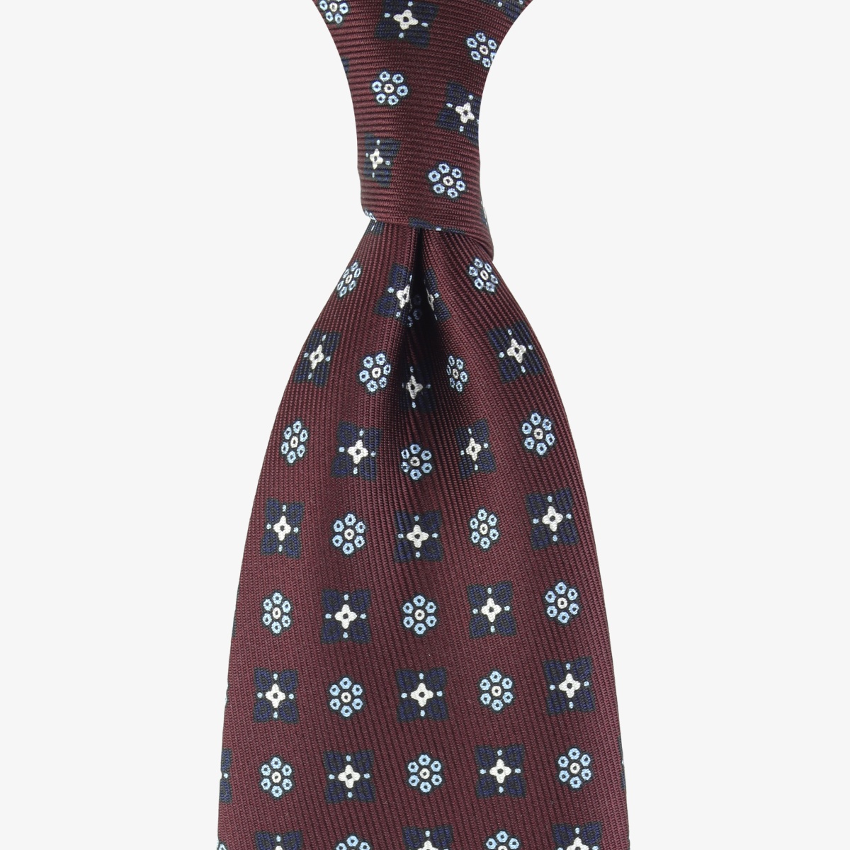 Shibumi Firenze 50oz burgundy silk tie with blue floral pattern II