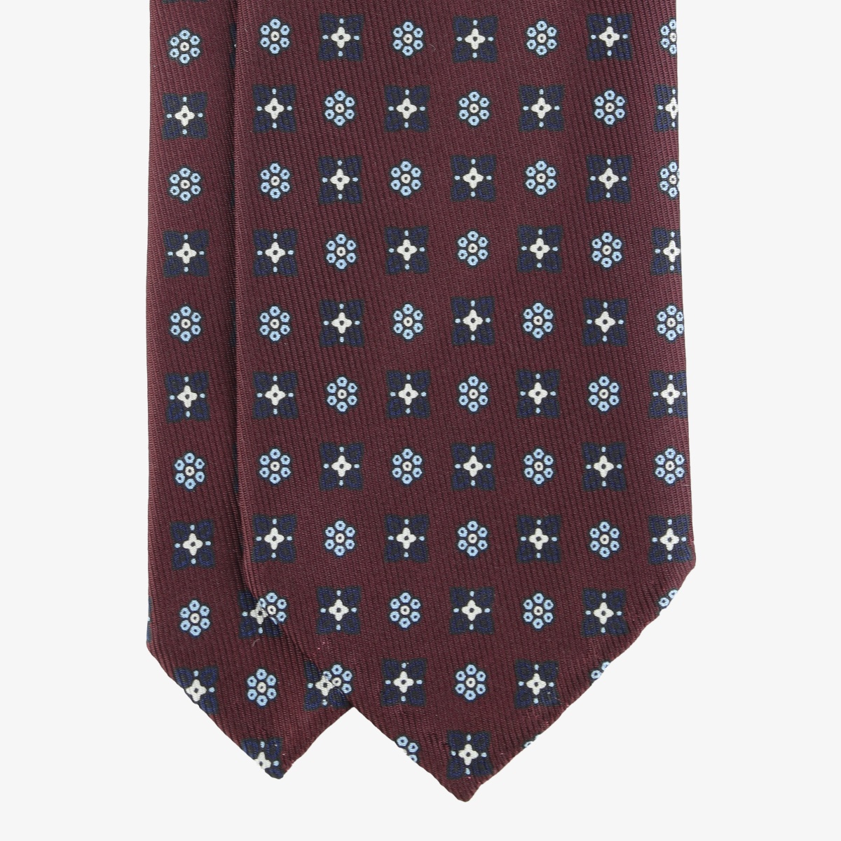 Shibumi Firenze 50oz burgundy silk tie with blue floral pattern II