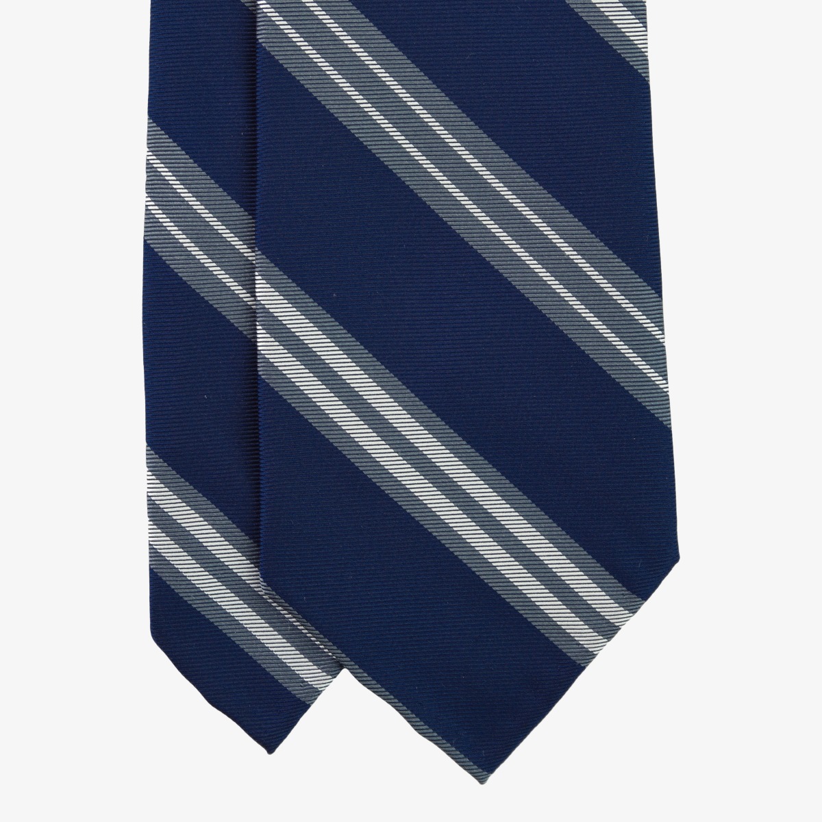 Shibumi Firenze navy and grey repp striped Japanese silk tie