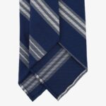 Shibumi Firenze navy and grey repp striped Japanese silk tie