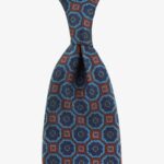 Shibumi Firenze blue ancient madder silk tie with geometric pattern