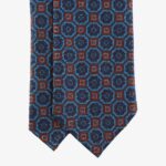Shibumi Firenze mėlynas šilkinis kaklaraištis su geometriniu raštu