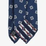 Shibumi Firenze blue shantung silk tie with white square pattern