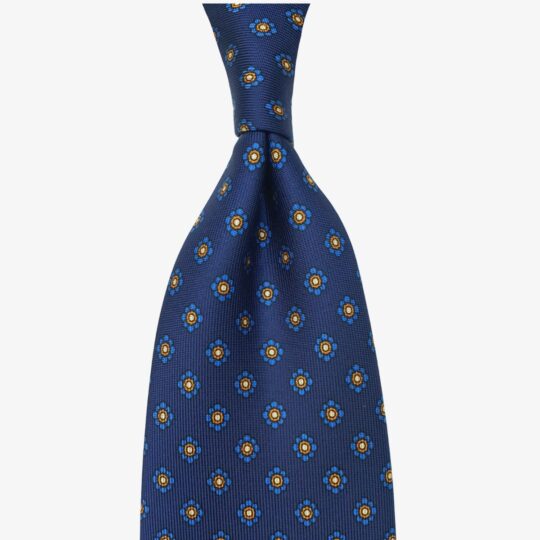 Shibumi Firenze blue silk tie with yellow flowers