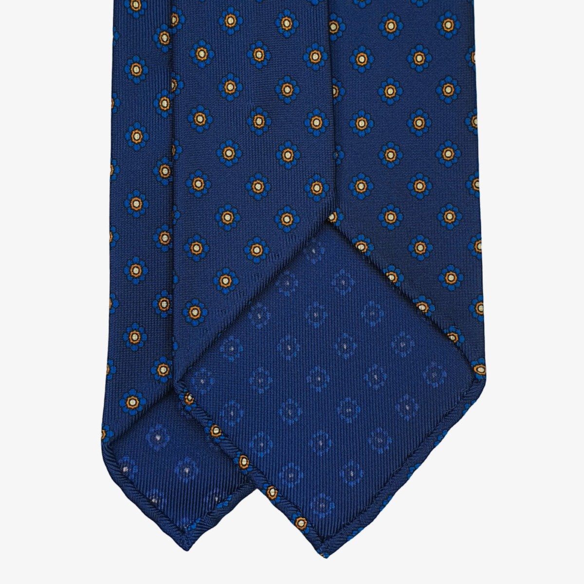Shibumi Firenze blue silk tie with yellow floral pattern
