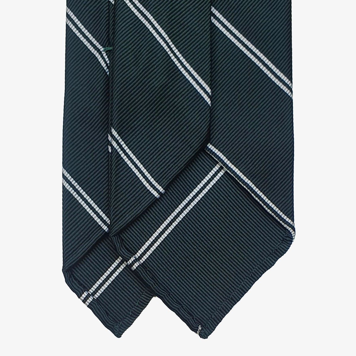 Shibumi Firenze tamsiai žalias dryžuotas šilkinis kaklaraištis