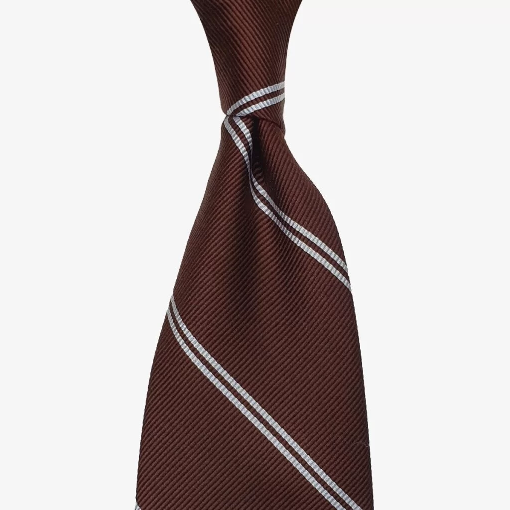 Cravate Tie Your Tie Florence En Soie Beige Rayée - Italie - Neuve Avec étiquettes - Fait Main