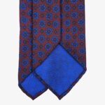 Shibumi Firenze burgundy ancient madder silk tie with blue floral pattern