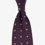 Shibumi Firenze burgundy jacquard silk tie with yellow square pattern
