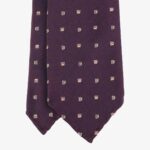 Shibumi Firenze burgundy jacquard silk tie with yellow square pattern