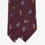 Shibumi Firenze burgundy Japanese silk tie with geometric pattern