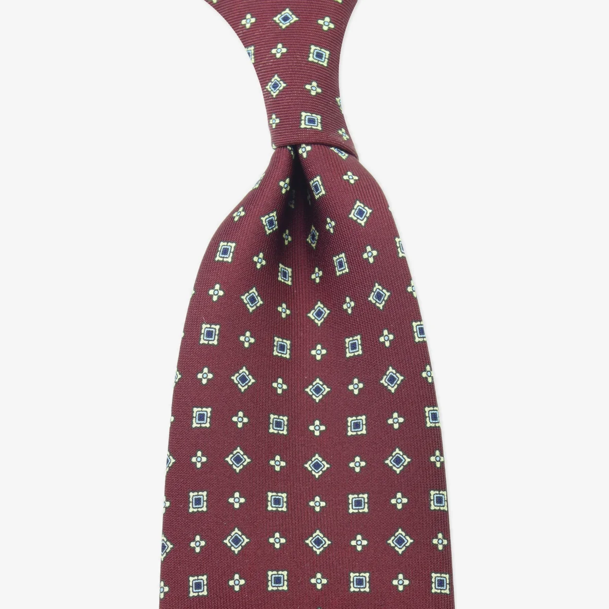 Shibumi Firenze burgundy silk tie with white floral pattern