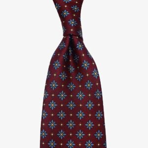 Shibumi Firenze burgundy silk tie with blue flowers