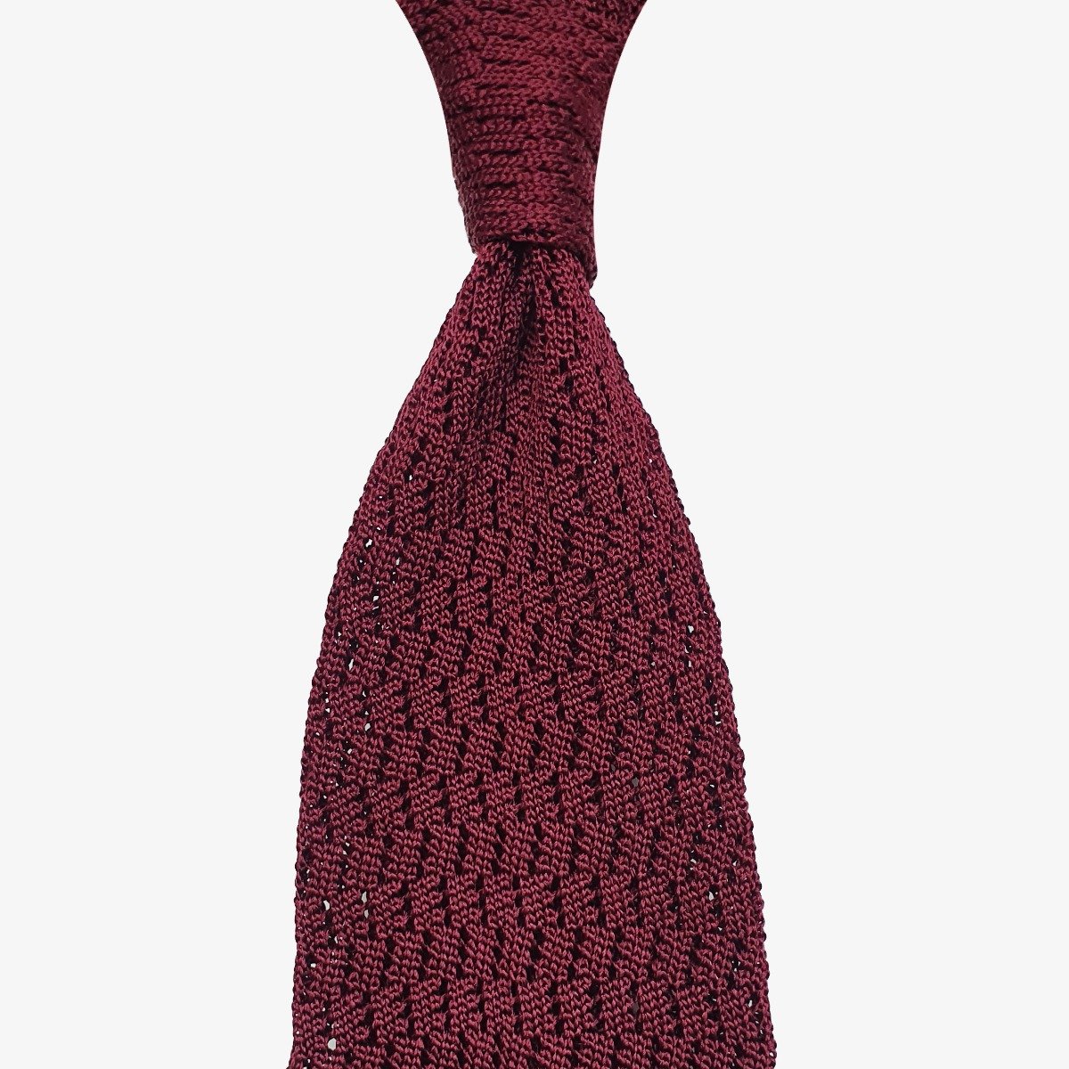 Shibumi Firenze tamsiai raudonas zigzag megztas šilkinis kaklaraištis