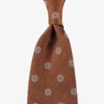 Shibumi Firenze copper silk tie with white floral pattern