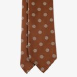 Shibumi Firenze copper Japanese jacquard repp silk tie with white floral pattern