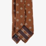 Shibumi Firenze copper Japanese jacquard repp silk tie with white floral pattern