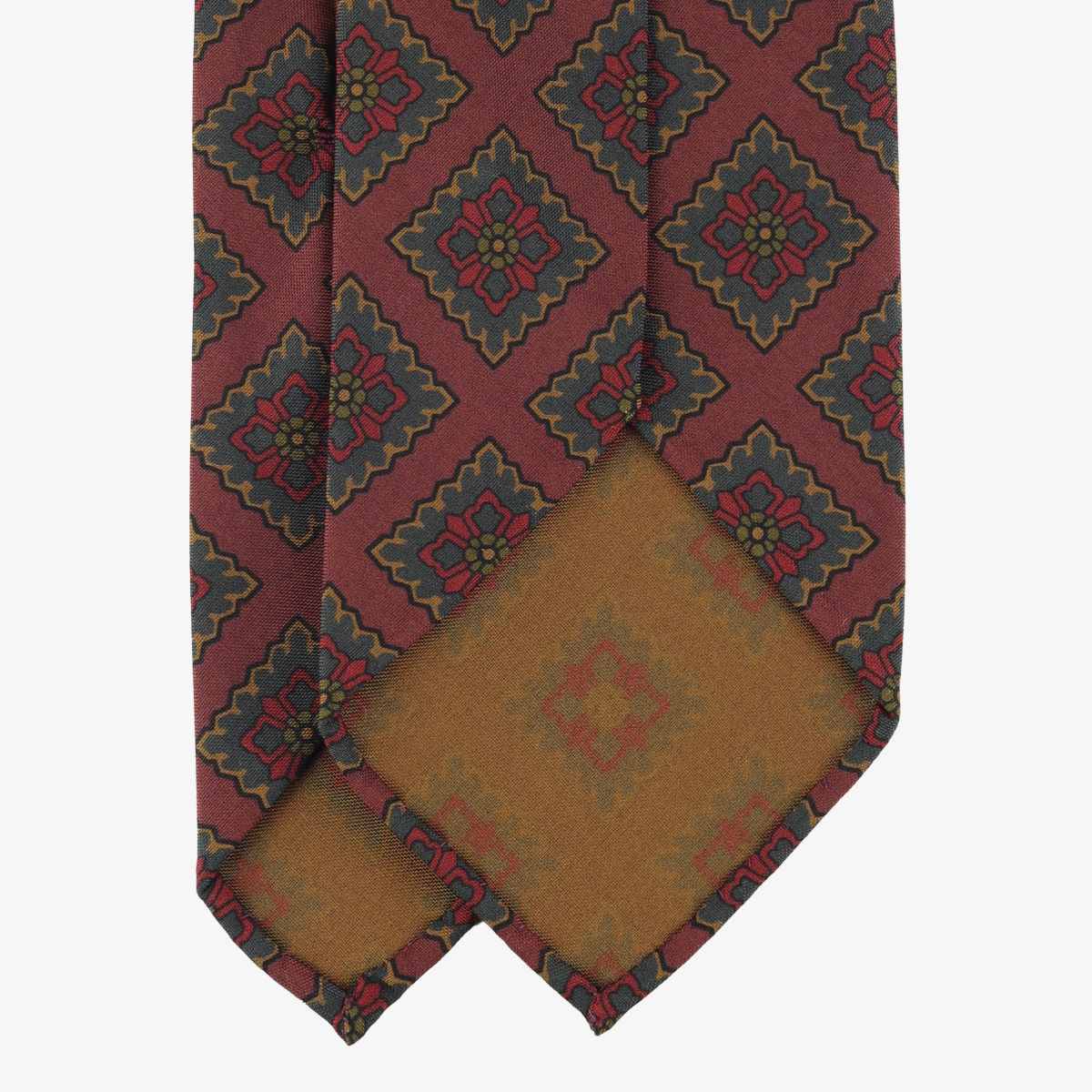 Shibumi Firenze copper Madder silk tie with medallion pattern