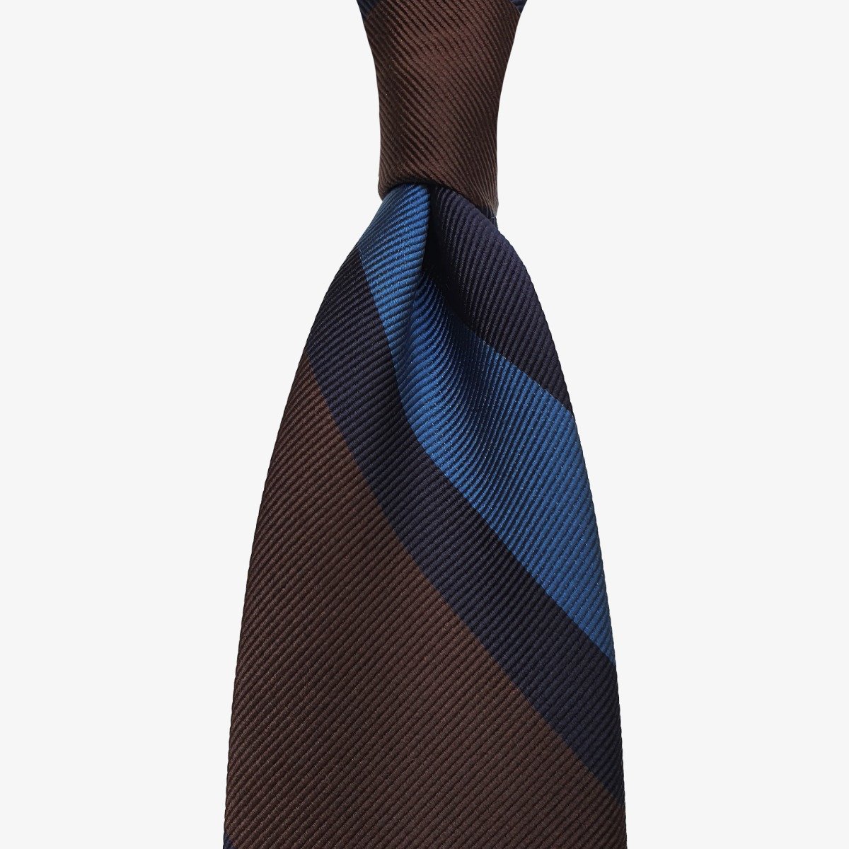 Shibumi Firenze dark brown and blue repp striped silk tie