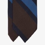 Shibumi Firenze tamsiai rudas ir mėlynas dryžuotas šilkinis kaklaraištis