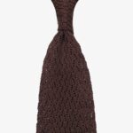 Shibumi Firenze tamsiai rudas zigzag megztas šilkinis kaklaraištis