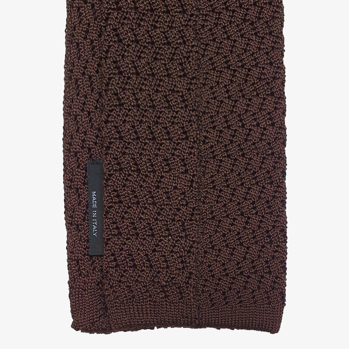 Shibumi Firenze dark brown zigzag knitted silk tie