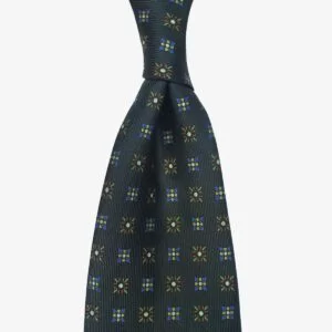 Shibumi Firenze tamsiai žalias šilkinis kaklaraištis su gėlių raštu