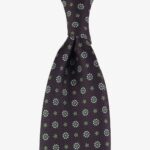 Shibumi Firenze eggplant silk tie with light blue floral pattern