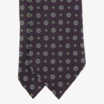 Shibumi Firenze eggplant silk tie with light blue floral pattern