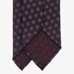 Shibumi Firenze baklažano spalvos šilkinis kaklaraištis su gėlių raštu