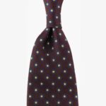 Shibumi Firenze eggplant silk tie with yellow floral pattern