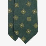 Shibumi Firenze forest green Japanese silk tie with yellow geometric pattern