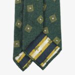 Shibumi Firenze forest green Japanese silk tie with yellow geometric pattern