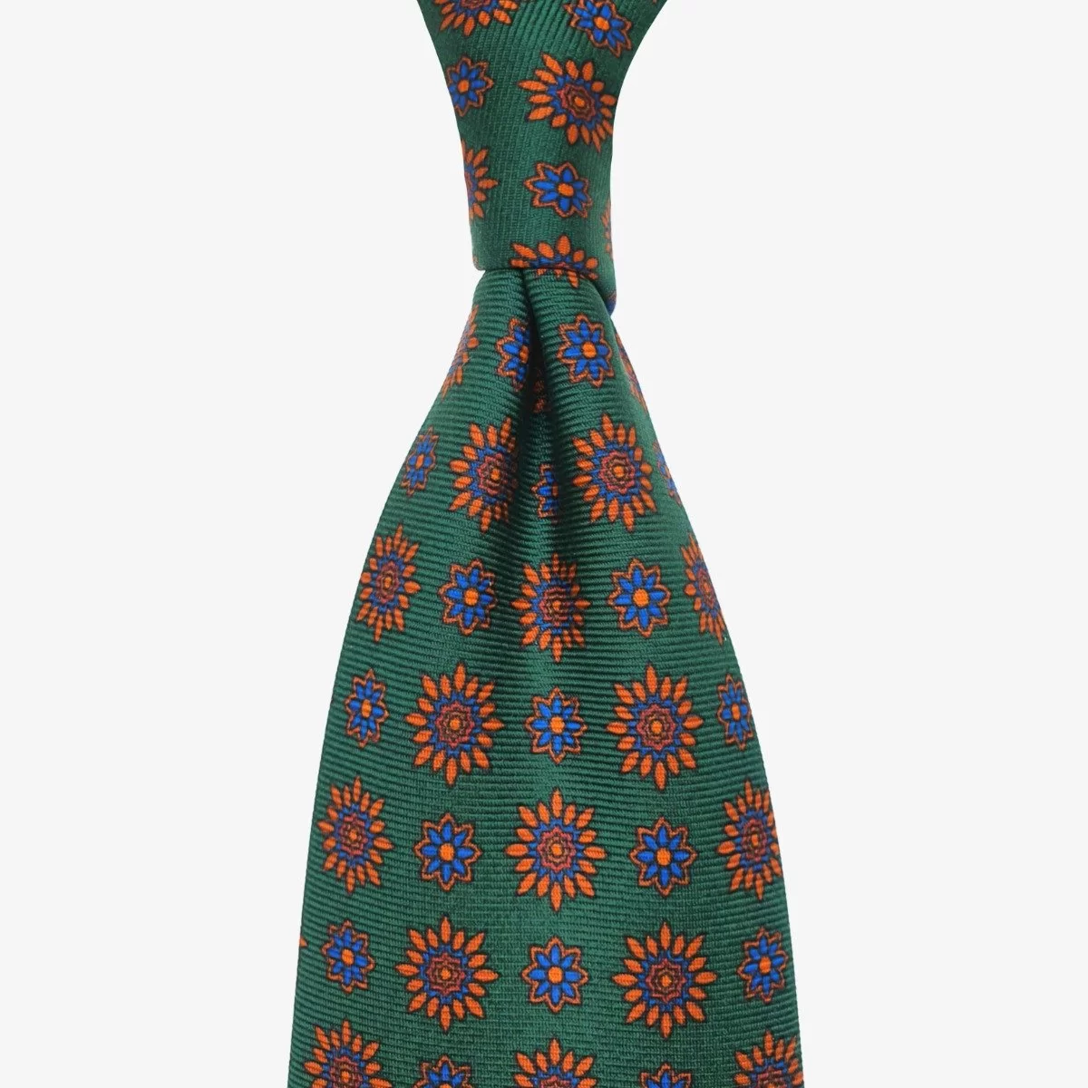 Shibumi Firenze green ancient madder silk tie with floral pattern