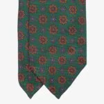 Shibumi Firenze green ancient madder silk tie with orange flowers