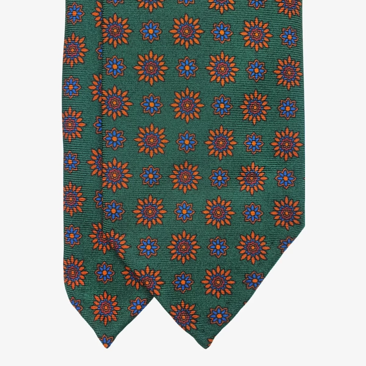 Shibumi Firenze green ancient madder silk tie with floral pattern