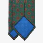 Shibumi Firenze žalias šilkinis kaklaraištis su gėlių raštu