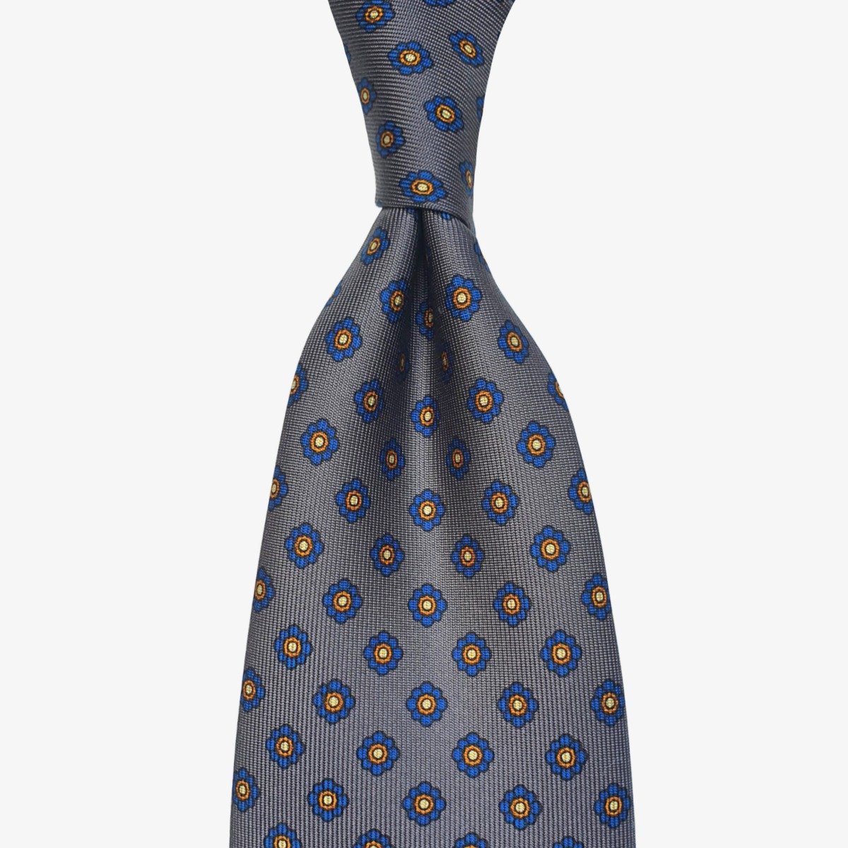 Shibumi Firenze grey silk tie with blue flowers