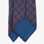 Shibumi Firenze navy ancient madder silk tie with orange and blue square pattern