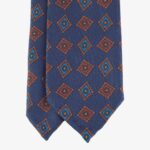 Shibumi Firenze navy ancient madder silk tie with orange and blue square pattern II