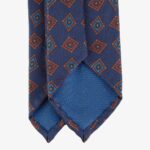 Shibumi Firenze navy ancient madder silk tie with orange and blue square pattern II