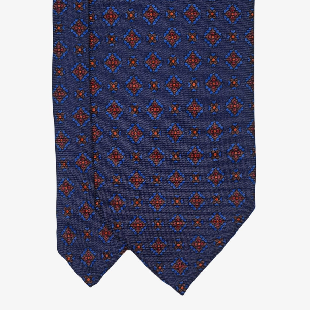 Shibumi Firenze navy ancient madder silk tie with orange flowers